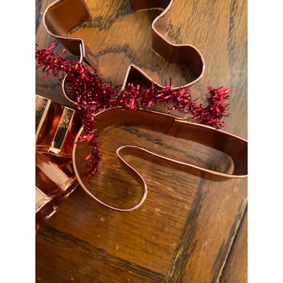 Set Of 4 Copper Cookie Cutters - Gingerbread Candy Cane & Tree Shapes - Picture 3 of 5
